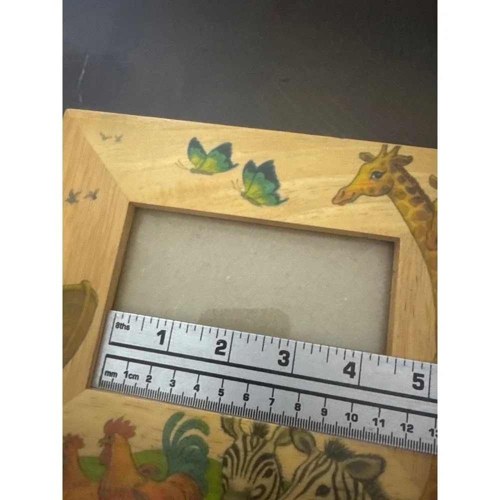 Fetco International Wood Noahs Ark Picture Frame Giraffe Zebra 63835 Handcrafted